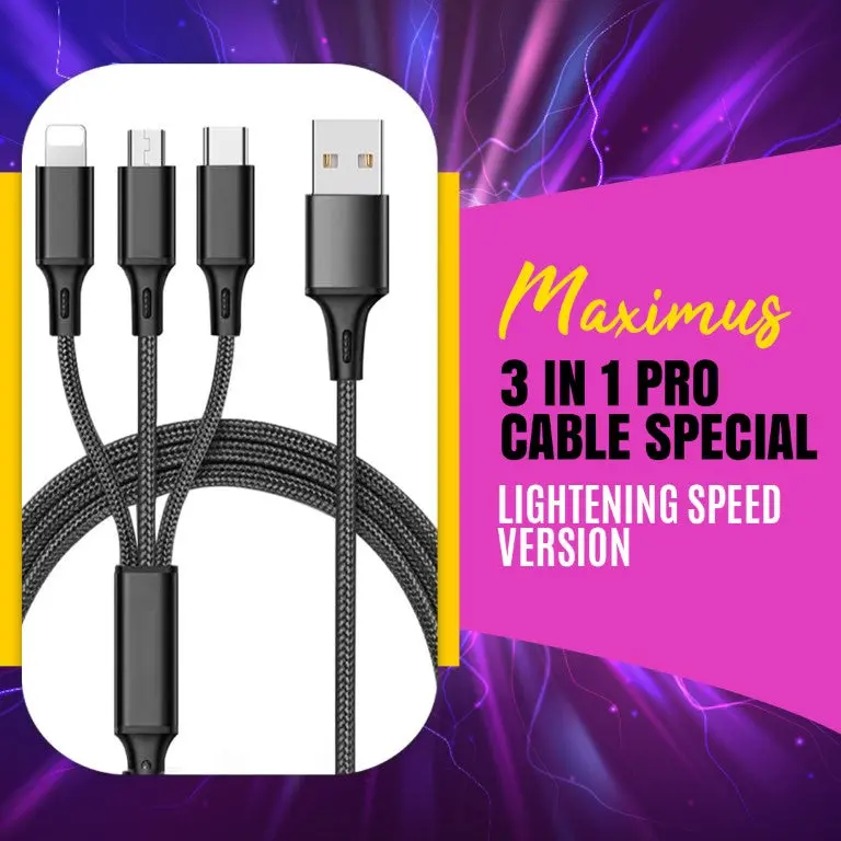 Maximus 3 In 1 Pro Cable Special Lightening Speed Version - Usb Charging Cable | Mobile Cable 1