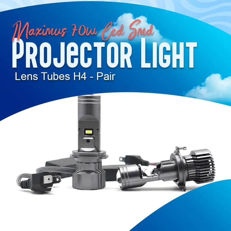 Maximus 70W Led Smd Projector Light Lens Tubes H4 - Pair 1