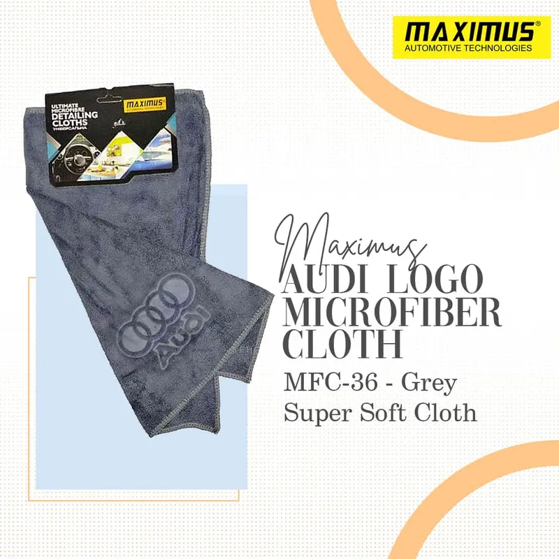 Maximus Audi Logo Microfiber Cloth Mfc-36 40X40cm 400Gsm - Super Soft Cloth- Grey 1