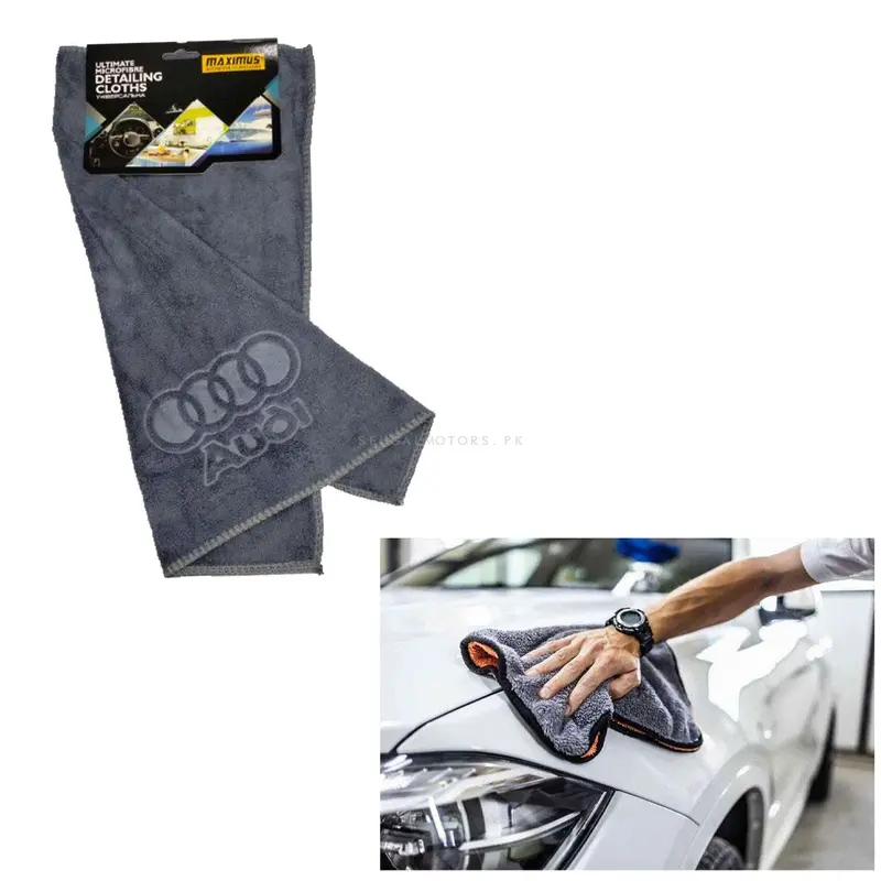 Maximus Audi Logo Microfiber Cloth Mfc-36 40X40cm 400Gsm - Super Soft Cloth- Grey 2