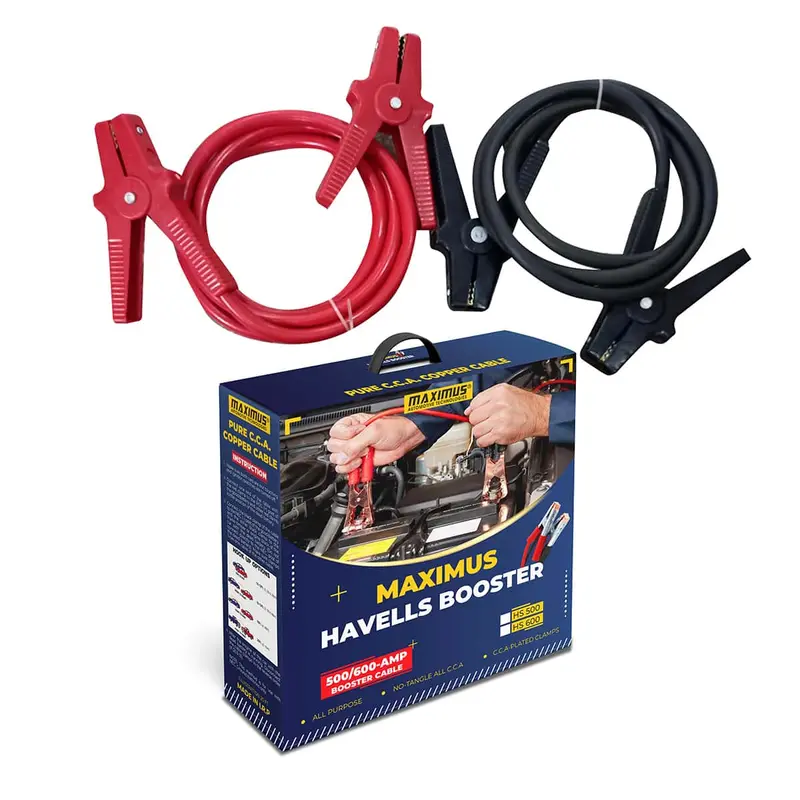Maximus Booster Cable 500/600 Amp - 7 Ft Length - Emergency Battery Booster Jump Starter - Pure Cca Copper Coated 2