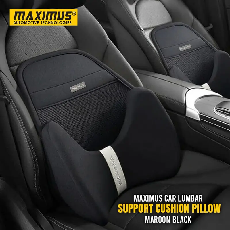 Maximus Car Lumbar Support Cushion Pillow Black Pair 1