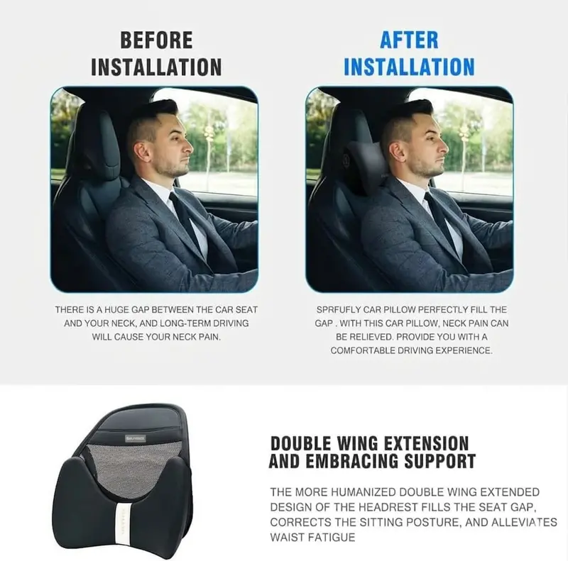 Maximus Car Lumbar Support Cushion Pillow Black Pair 2
