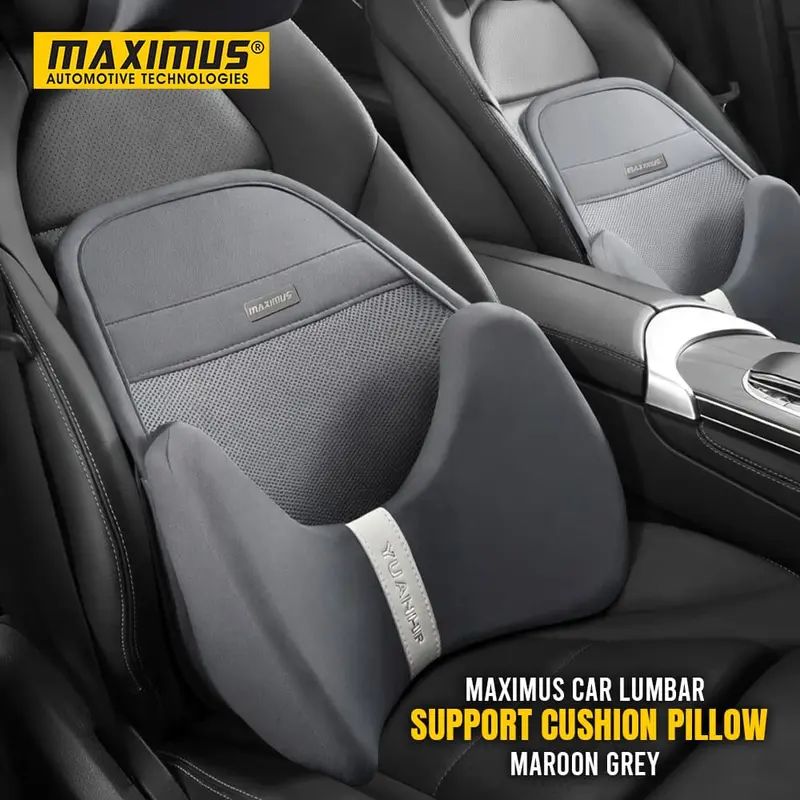 Maximus Car Lumbar Support Cushion Pillow Grey Pair 1