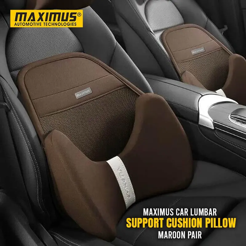 Maximus Car Lumbar Support Cushion Pillow Maroon Pair 1