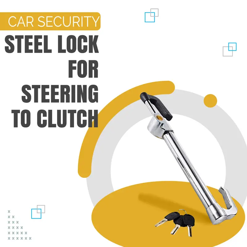 Maximus Car Security Steel Lock For Steering To Clutch - With 3 Keys Anti-Corrosion Anti Theft 1