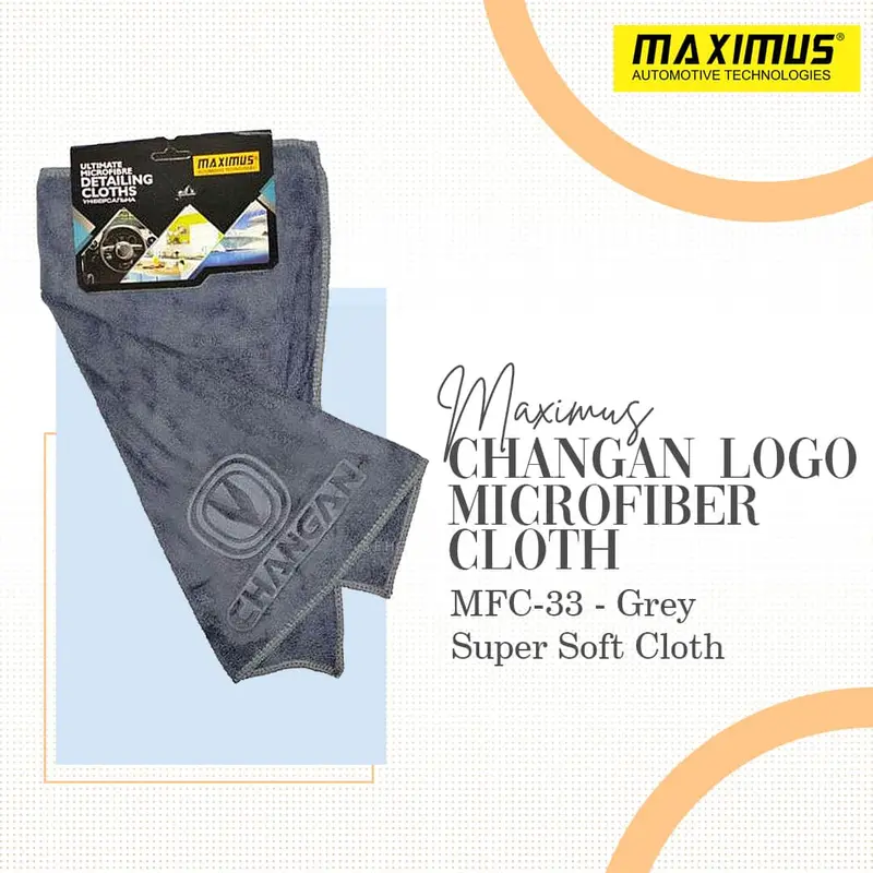Maximus Changan Logo Microfiber Cloth Mfc-33 40X40cm 400Gsm - Super Soft Cloth- Grey 1
