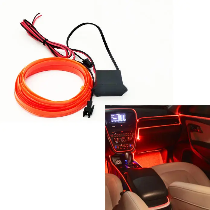 Maximus El Glow Wire Interior / Dashboard Led Light 2Meter 6Ft Orange - Led Neon Glow El Wire Ambient Light Rope 2