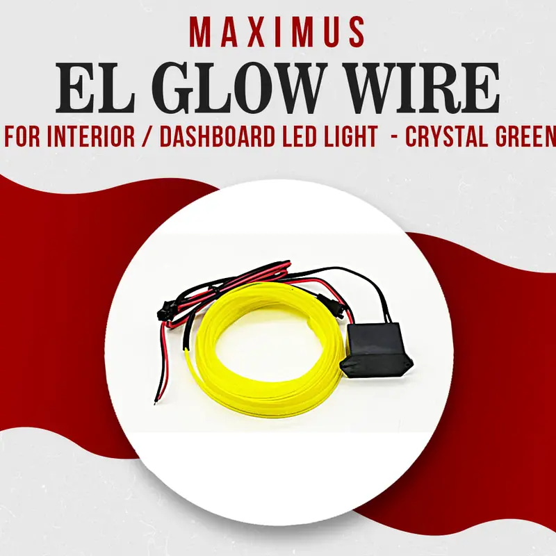 Maximus El Glow Wire Interior Led Light 2Meter 6Ft Crystal Green - Dashboard -- Led Neon Glow El Wire Ambient Light Rope 1