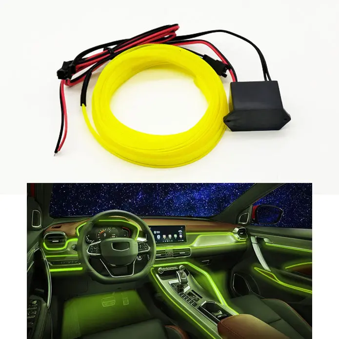 Maximus El Glow Wire Interior Led Light 2Meter 6Ft Crystal Green - Dashboard -- Led Neon Glow El Wire Ambient Light Rope 2