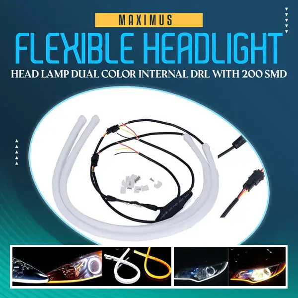 Maximus Flexible Headlight / Head Lamp Dual Color Internal Drl With 200 Smd - Audi Style Look | Installed Inside 1