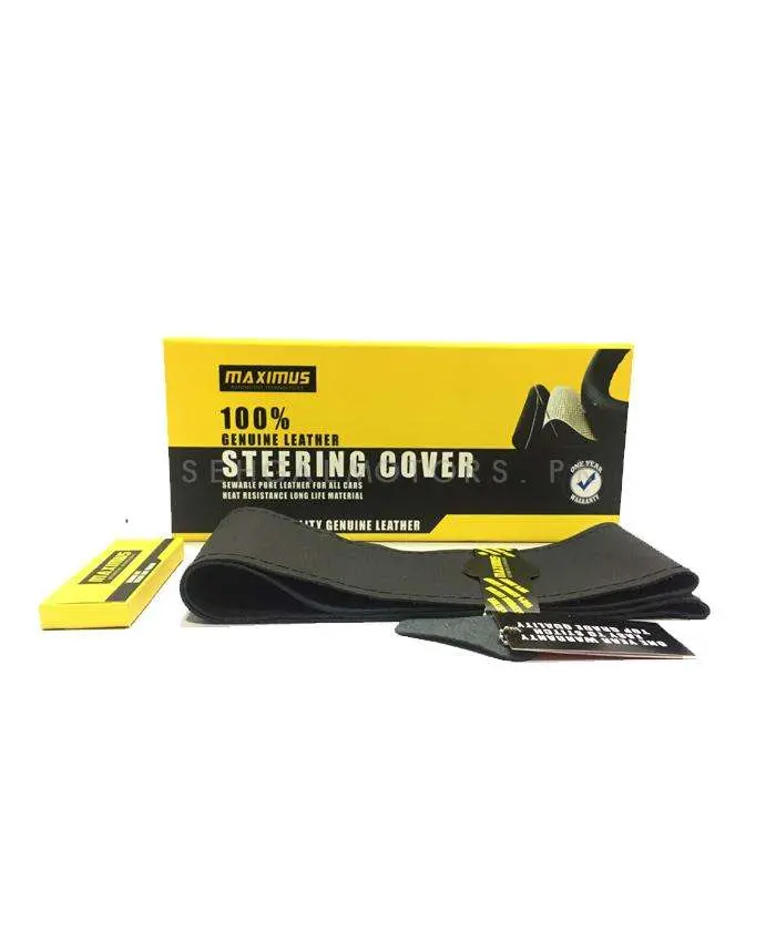 Maximus Genuine Leather Car Steering Anti Non Slip Wheel Cover - With Thread & Needle | Heat Resistant | Long Life 2