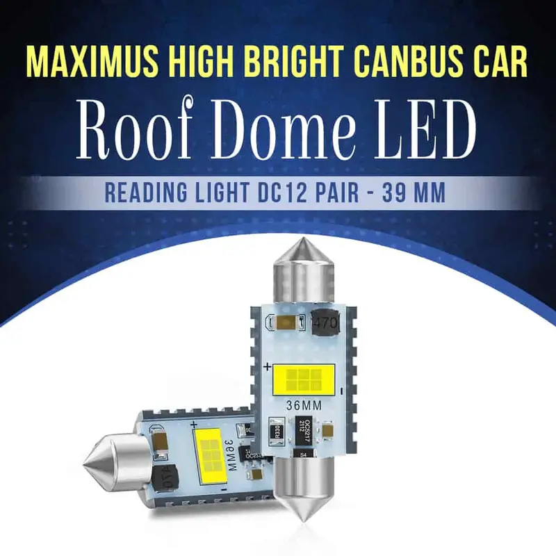 Maximus High Bright Canbus Car Roof Dome Led Reading Light Dc12 Pair - 39 Mm 1