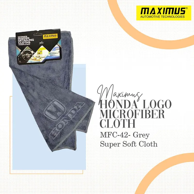 Maximus Honda Logo Microfiber Cloth Mfc-42 40X40cm 400Gsm - Super Soft Cloth - Grey 1