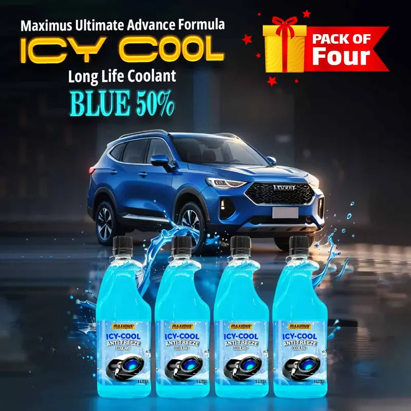 Maximus Icy Cool Anti Freeze Coolant Ice Blue 50% - 1L Pack Of 4 1