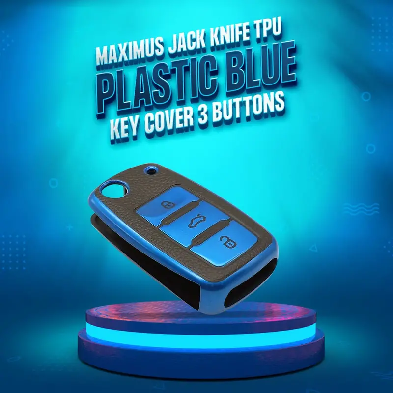 Maximus Jack Knife Alarm System Remote Leather Design Tpu Plastic Blue - Key Cover 3 Buttons 1