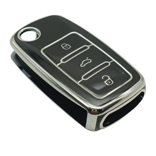 Maximus Jack Knife Alarm System Remote Tpu Plastic Key Cover Black - With Chrome - 3 Buttons 2
