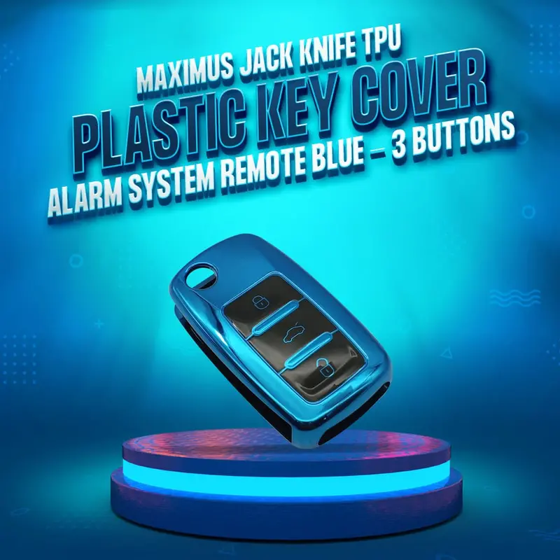 Maximus Jack Knife Alarm System Remote Tpu Plastic Key Cover Blue - 3 Buttons 1