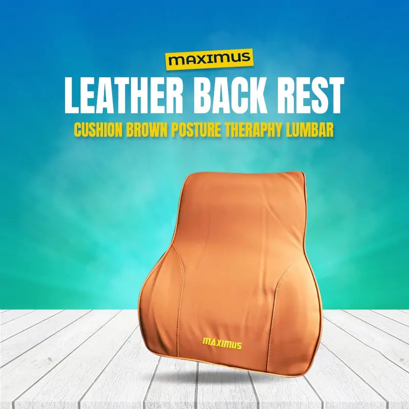 Maximus Leather Back Rest Cushion Brown Posture Therapy Lumbar 1