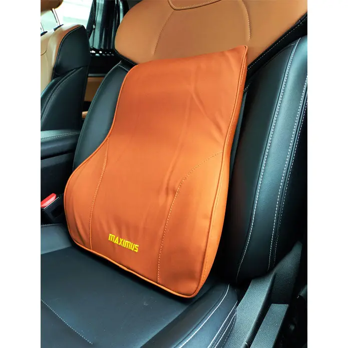 Maximus Leather Back Rest Cushion Brown Posture Therapy Lumbar 2
