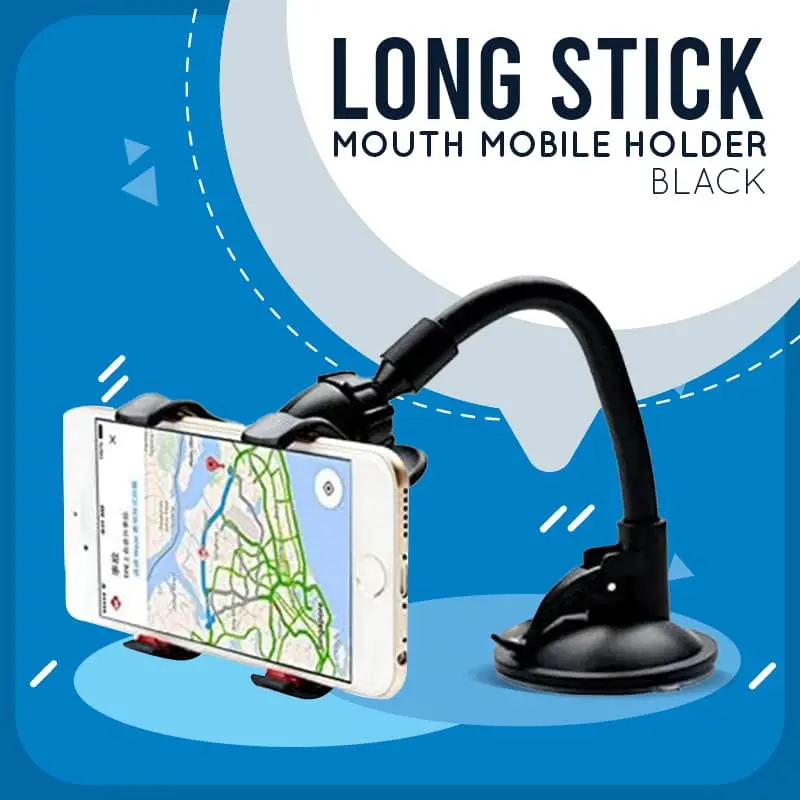 Maximus Long Stick Mouth Mobile Holder Black - Phone Holder | Mobile Holder | Car Cell Mobile Phone Holder Stand 1