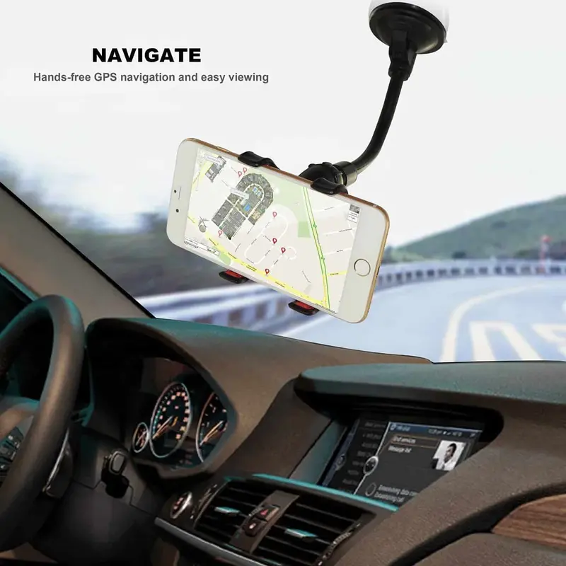 Maximus Long Stick Mouth Mobile Holder Black - Phone Holder | Mobile Holder | Car Cell Mobile Phone Holder Stand 2