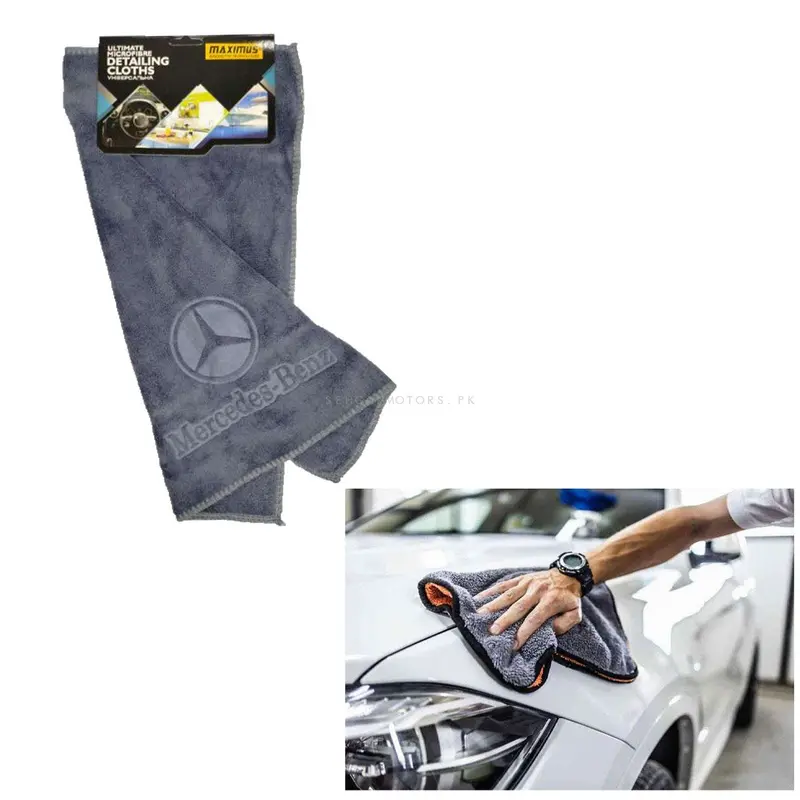 Maximus Mercedes Logo Microfiber Cloth Mfc-32 40X40cm 400Gsm - Super Soft Cloth- Grey 2