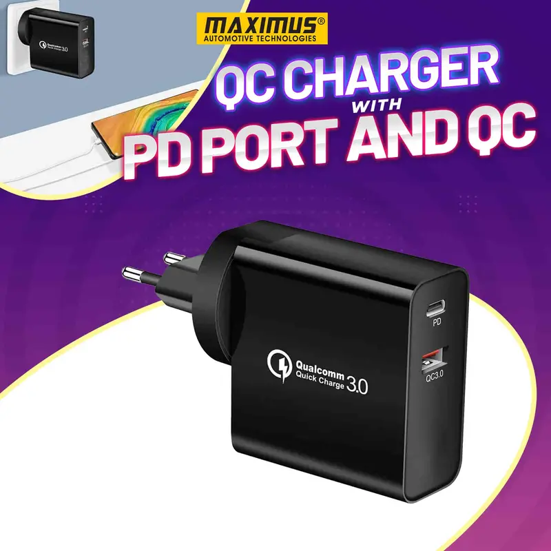 Maximus Qc Charger With Pd Port And Qc 3.2 Wall Charger 1