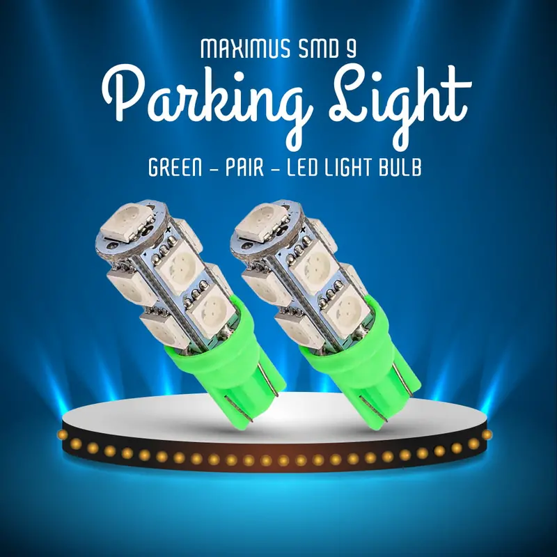 Maximus Smd 9 Parking Light Green - Pair - Led Light Bulb For Parking | Smd Car Exterior Parking Lamp 1