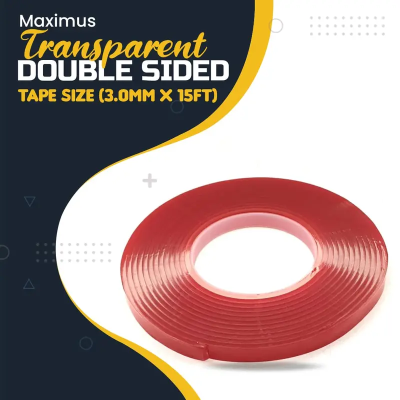 Maximus Transparent Double Sided Tape Size (3.0Mm X 15Ft) - Maximus Transparent Double Tape 15 Feet Per Roll  (3.0Mm) 1