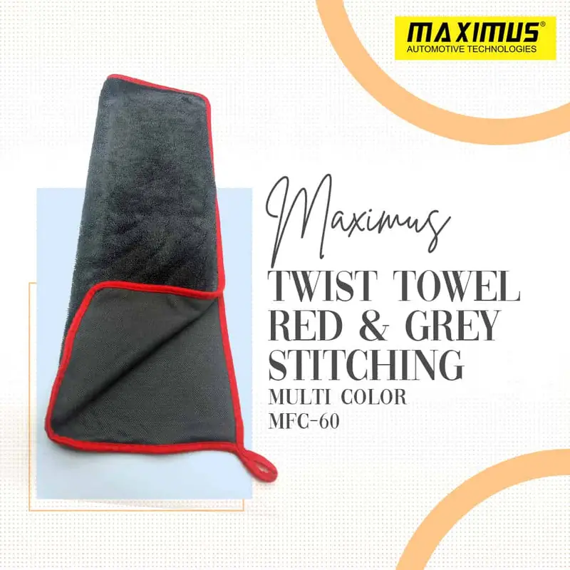 Maximus Twist Towel Red & Grey Stitching  Mfc-60 40X60cm 600Gsm 1