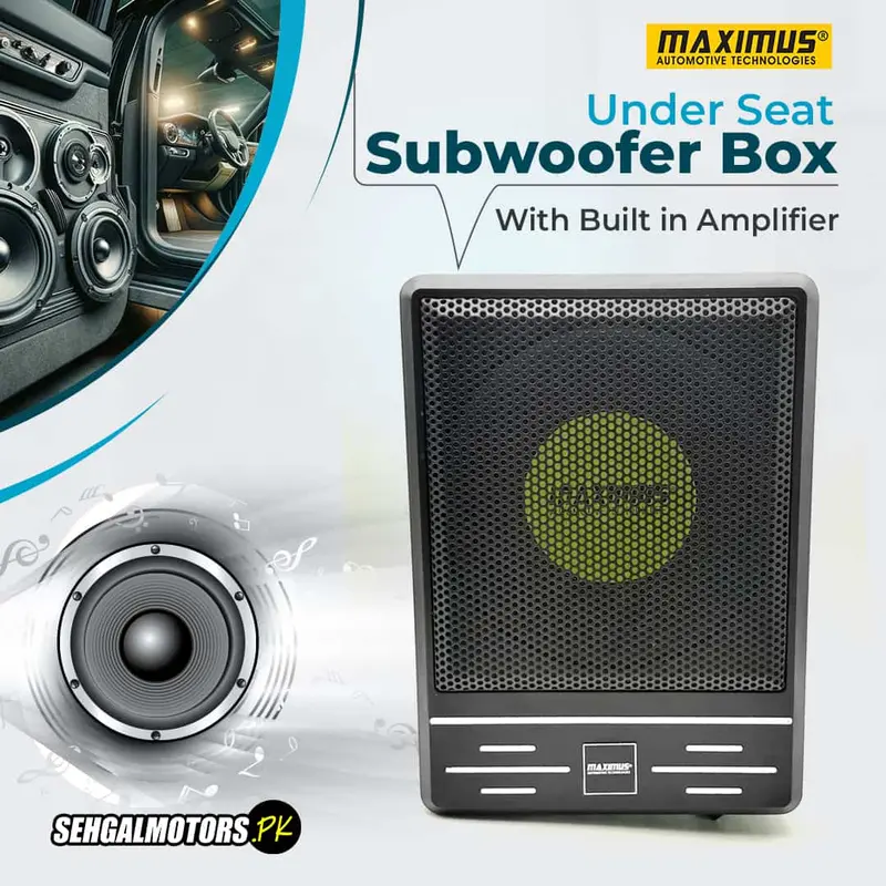 Maximus Under Seat Subwoofer Box With Built In Amplifier - Compact Active Bass Woofer For Cars 1