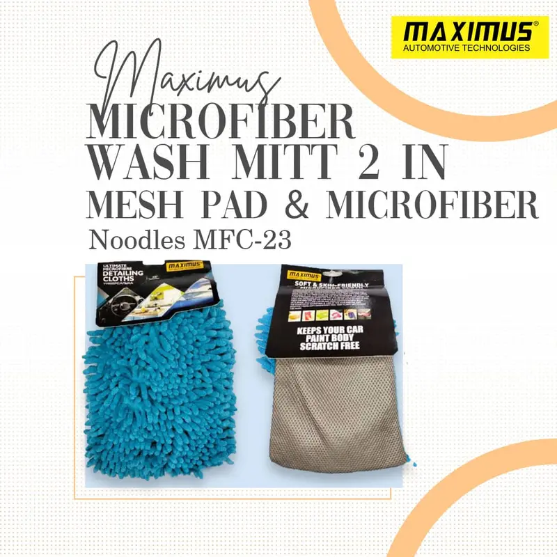 Maximus Wash Mitt 2 In 1 Mesh Pad & Microfiber Noodles Mfc-23 - Microfiber 1