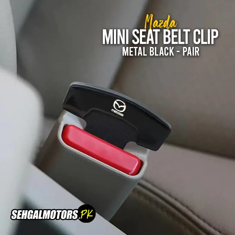 Mazda Mini Seat Belt Clip Metal Black - Pair 1