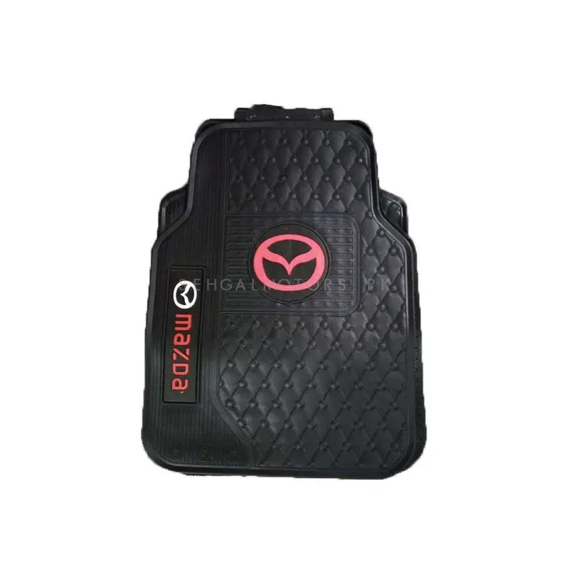 Mazda Universal Pvc Rubber Floor Mat Black Red Mix Design 5 Pcs - Foot Mat For Car 2
