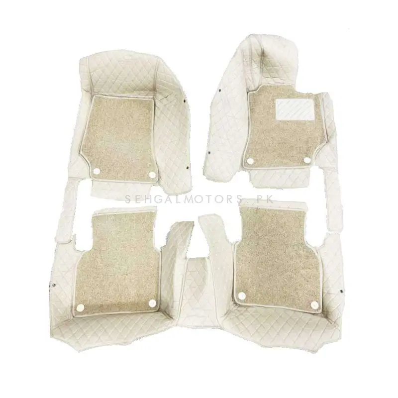 Mercedes Benz C-Class 9D Floor Mats Mix Thread 3 Pcs 2014 - 2018 - Beige With Beige Grass 2