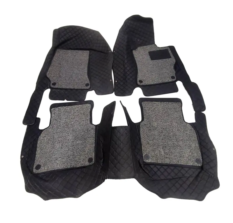Mercedes Benz C-Class 9D Floor Mats Mix Thread Grass 3 Pcs 2014 - 2018 - Black With Grey 2