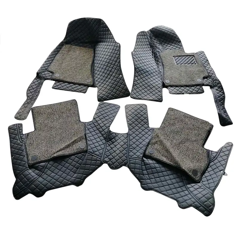 Mercedes Benz E-Class 9D Floor Mats 3 Pcs - Model 2016-2018 - Mix Thread Black With Grey Grass 2