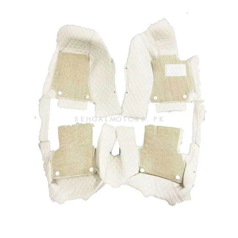 Mercedes Benz E-Class 9D Floor Mats Mix Thread Grass 3 Pcs 2016-2018 - Beige With Beige 2