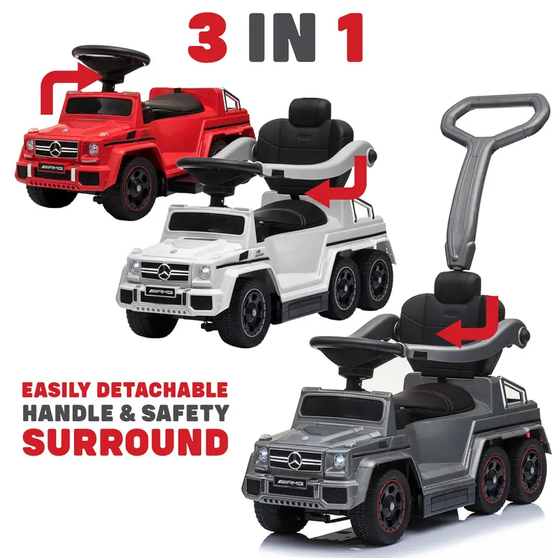 Mercedes Benz Licensed 3 In 1 G63 6X6 Mini Electric & Push Ride On 2