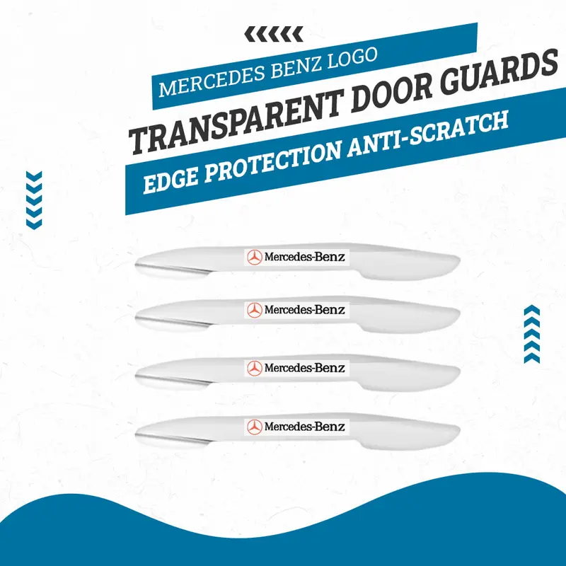 Mercedes Benz Logo Transparent Door Guards - Edge Protection Anti-Scratch Buffer Strip 1