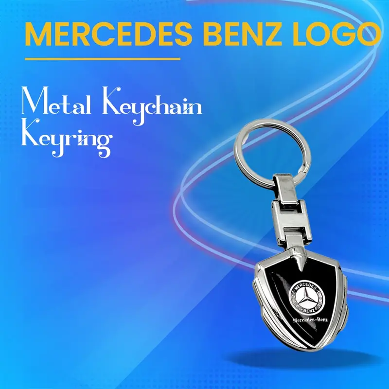 Mercedes Benz Metal Keychain Keyring - Black And Chrome 1