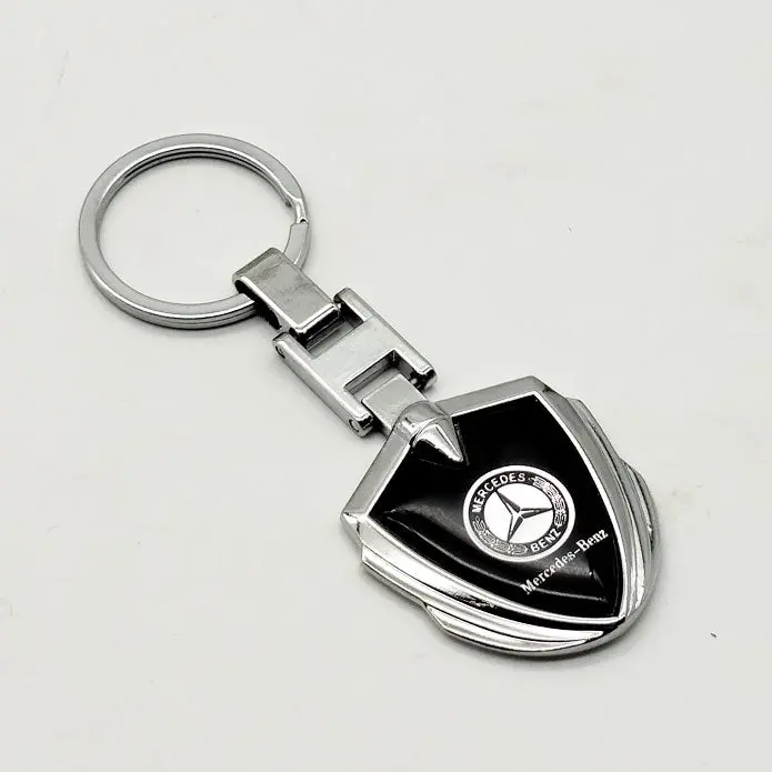 Mercedes Benz Metal Keychain Keyring - Black And Chrome 2