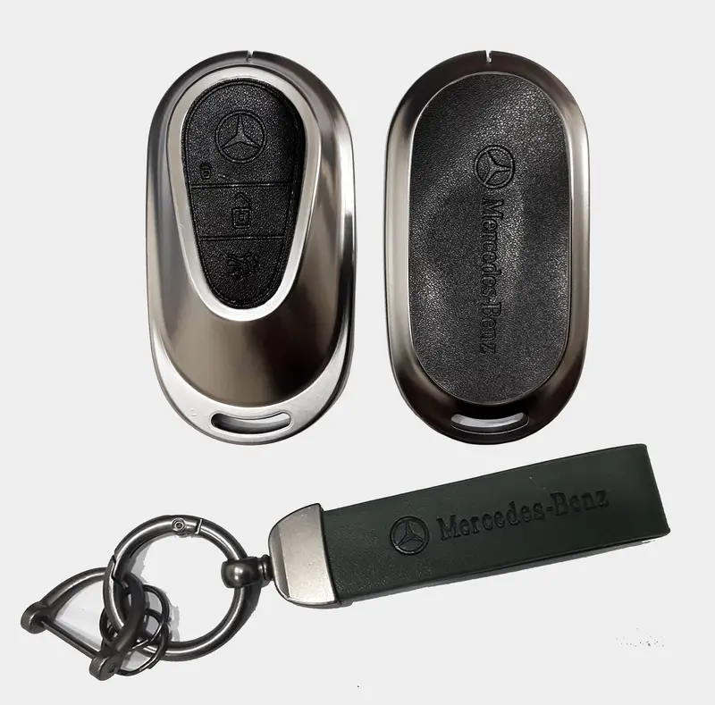 Mercedes Benz New E/S Class Zinc Alloy Key Case With Leather Strap  Model: 2021-23 (Brown & Black) 1