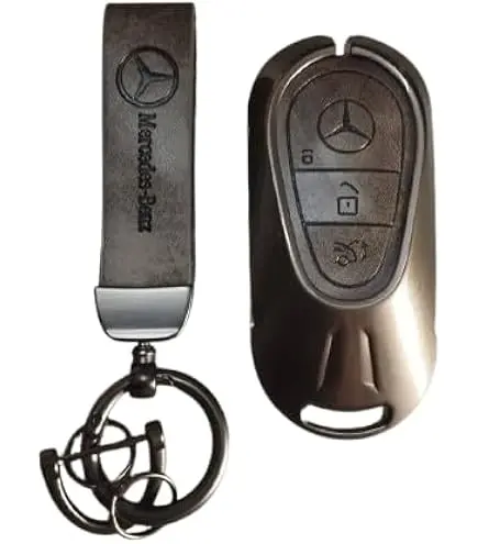 Mercedes Benz New E/S Class Zinc Alloy Key Case With Leather Strap Model: 2021-23 (Brown & Black) 2