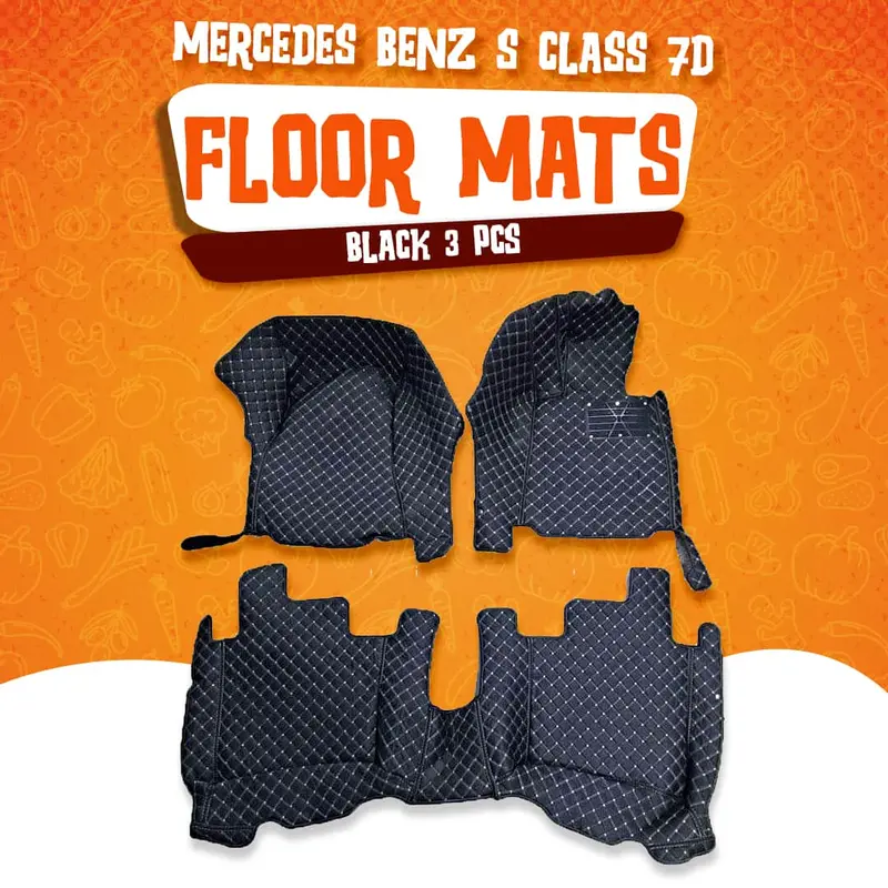 Mercedes Benz S Class 7D Floor Mats - Black - 3 Pcs 2014-2018 1