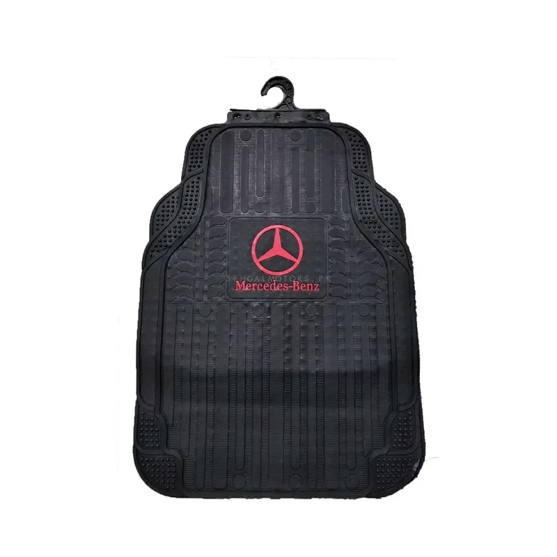 Mercedes Benz Universal Pvc Rubber Floor Mat 5 Pcs - Black With Red Mix Design - Foot Mat For Car 2