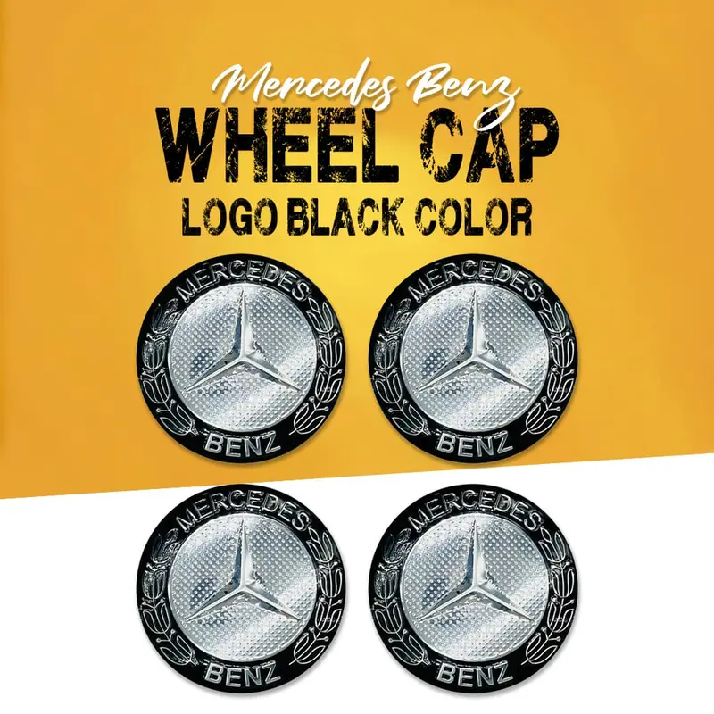 Mercedes Benz Wheel Cap Logo Black Color Center Hub Badge - 4 Pcs 1