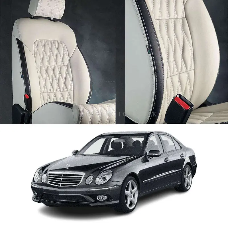 Mercedes Clk 200 Diamond Cut Beige Black Seat Covers - Model 2003-2008 2003 - 2008 1