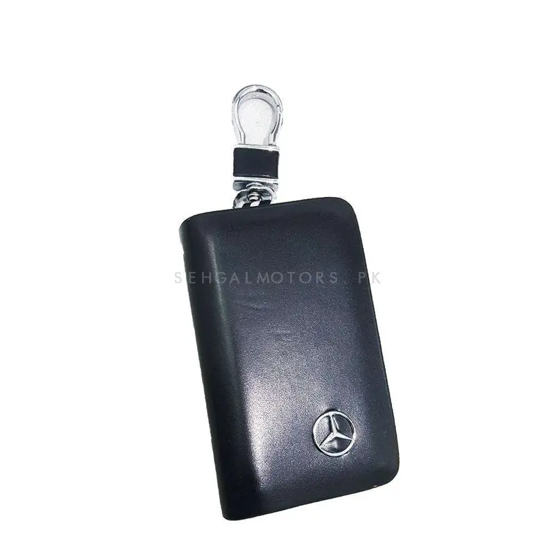 Mercedes Glossy Zipper Leather Key Cover Black Pouch 2